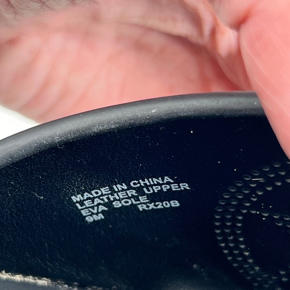 Michael Kors Gilmore Perforated MK Logo LEATHER Slide Sandal Black women size 9 - Picture 5 of 7